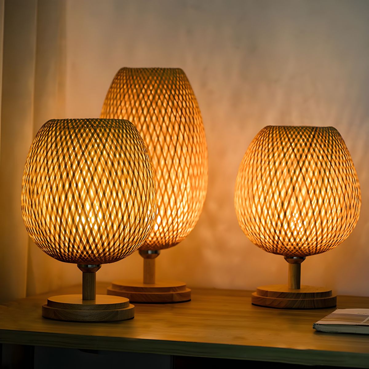 Lampe de chevet en Bambou Tissée - Opale