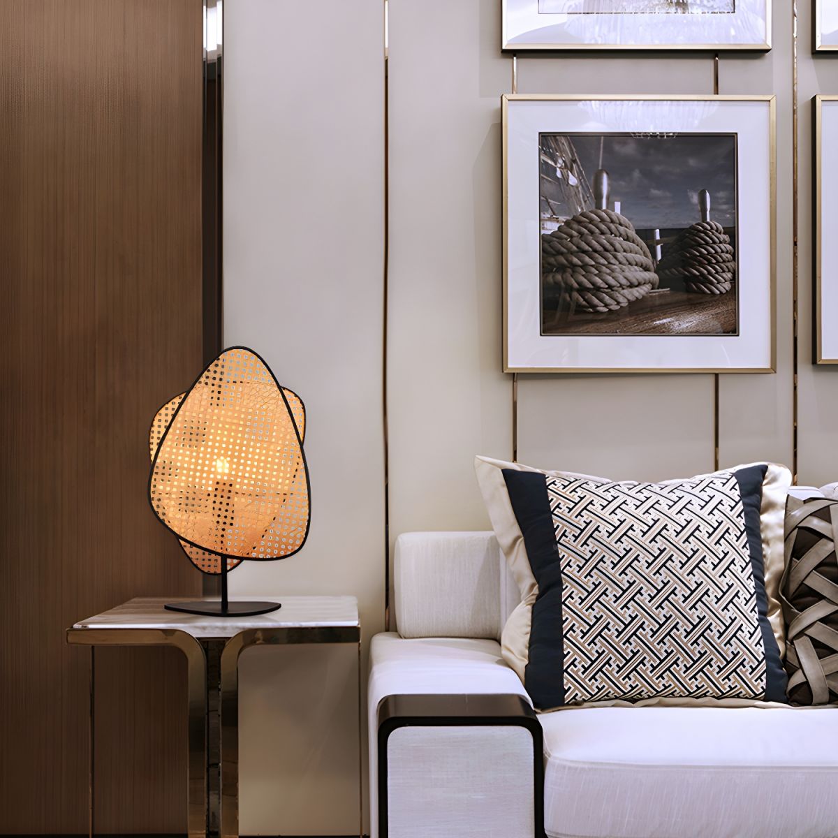 Lampe de chevet Design en Rotin et Métal - Opale