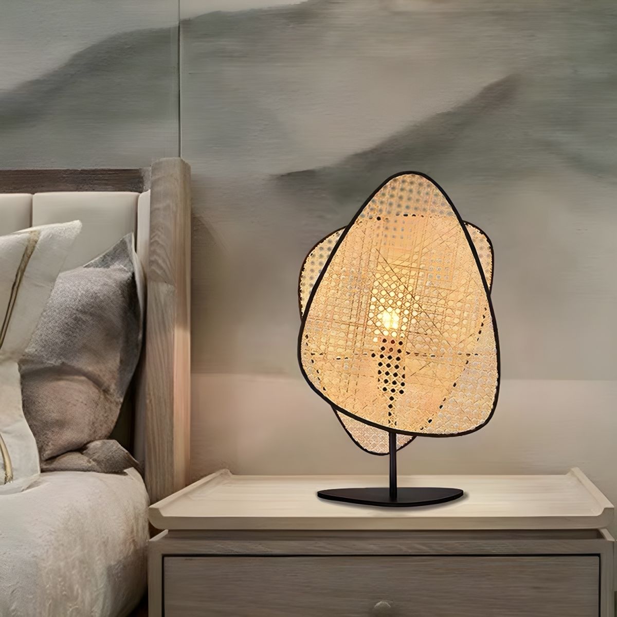 Lampe de chevet Design en Rotin et Métal - Opale