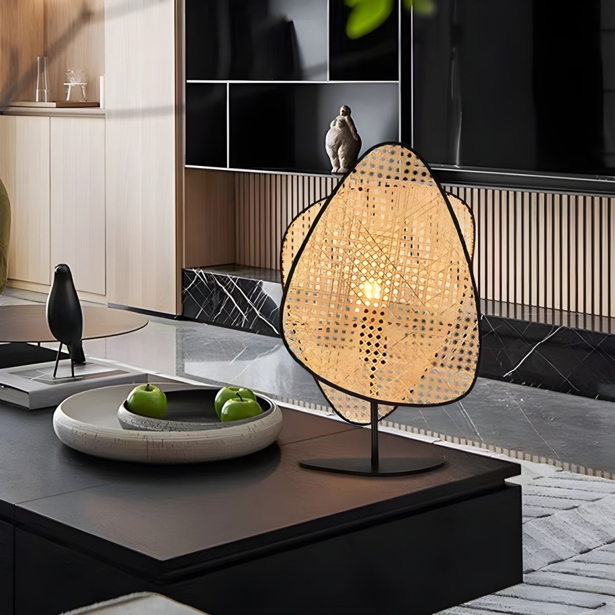 Lampe de chevet Design en Rotin et Métal - Opale