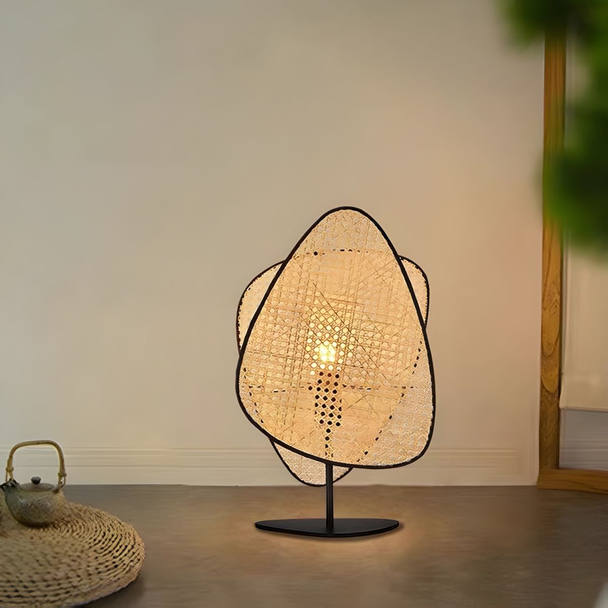 Lampe de chevet Design en Rotin et Métal - Opale