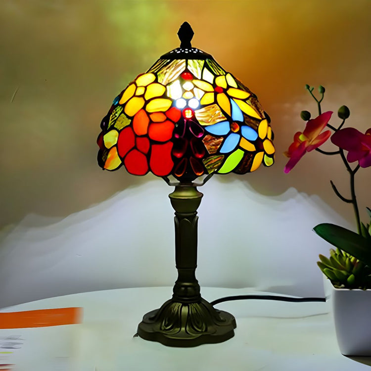Lampe en Vitrail Tiffany en Métal - Opale