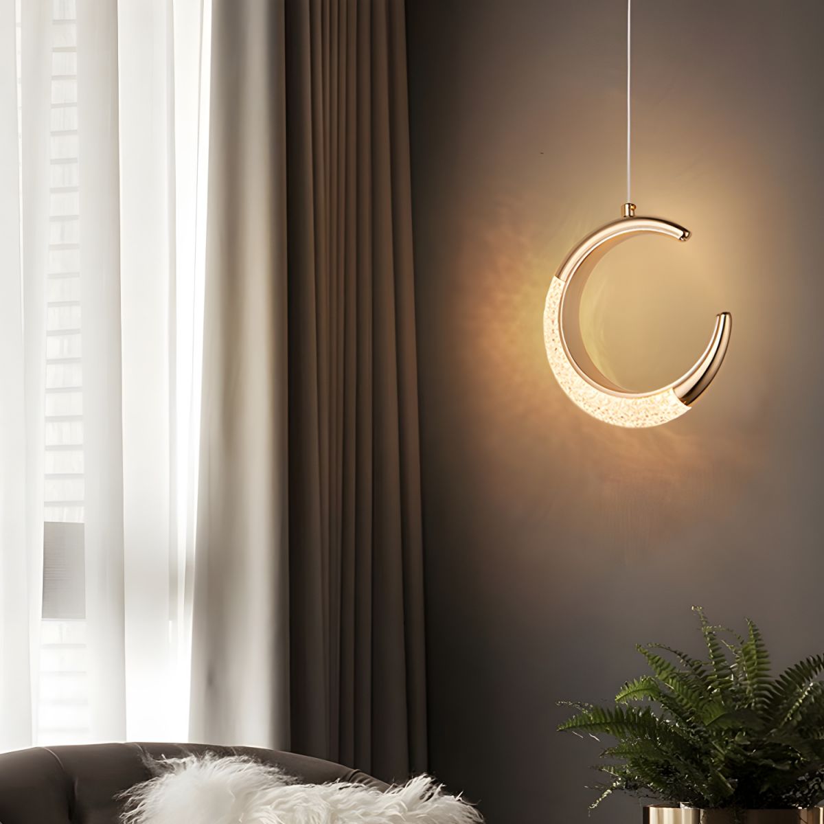 Lampe de chevet Lune Suspendue en Cristal - Opale