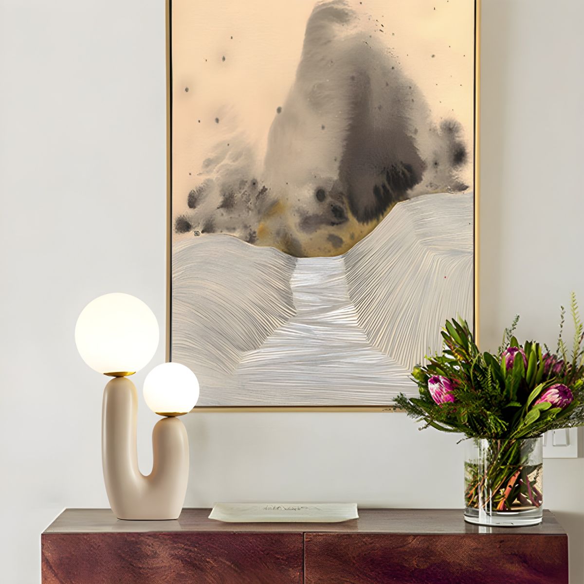 Lampe de chevet 2 Boules Blanches Moderne - Opale