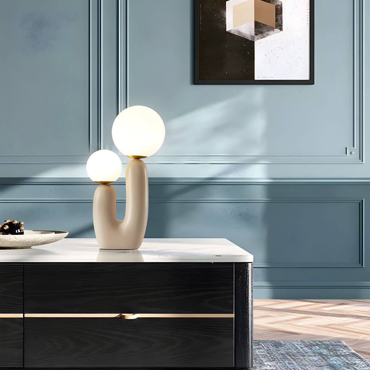 Lampe de chevet 2 Boules Blanches Moderne - Opale