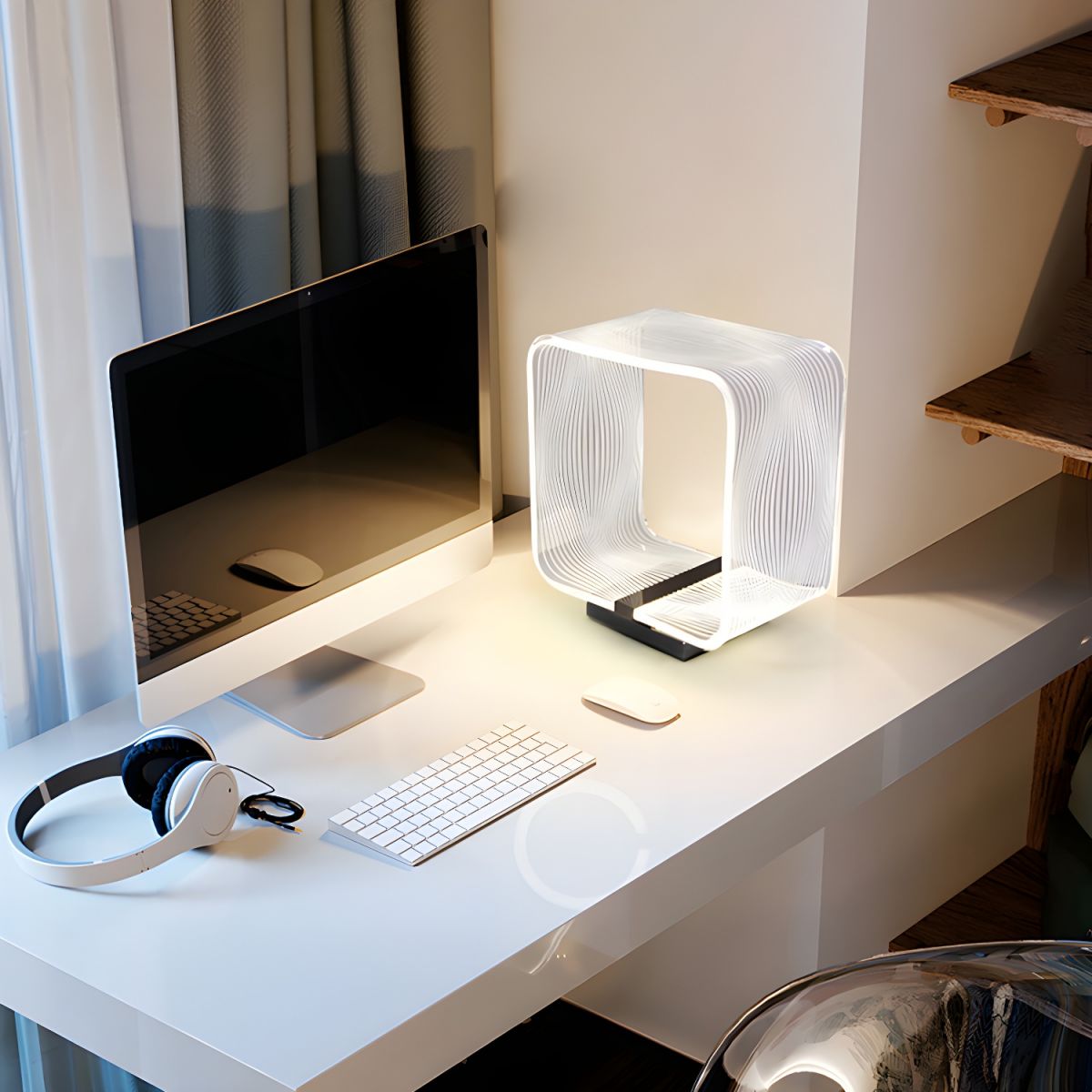 Lampe de chevet Design en Acrylique Carrée - Opale