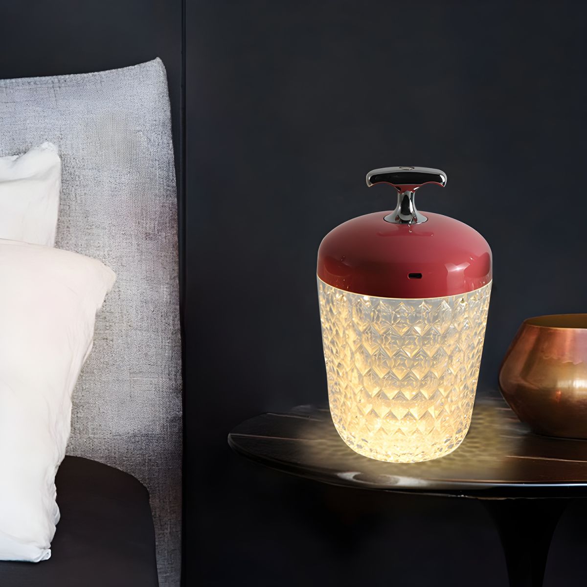 Lampe de chvet Scandinave en Verre Taillé - Opale