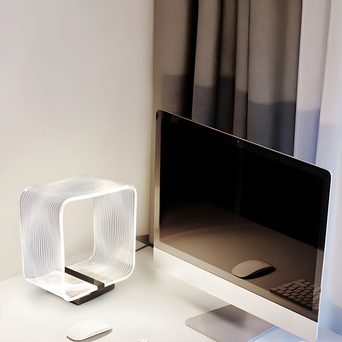 Lampe de chevet Design en Acrylique Carrée - Opale