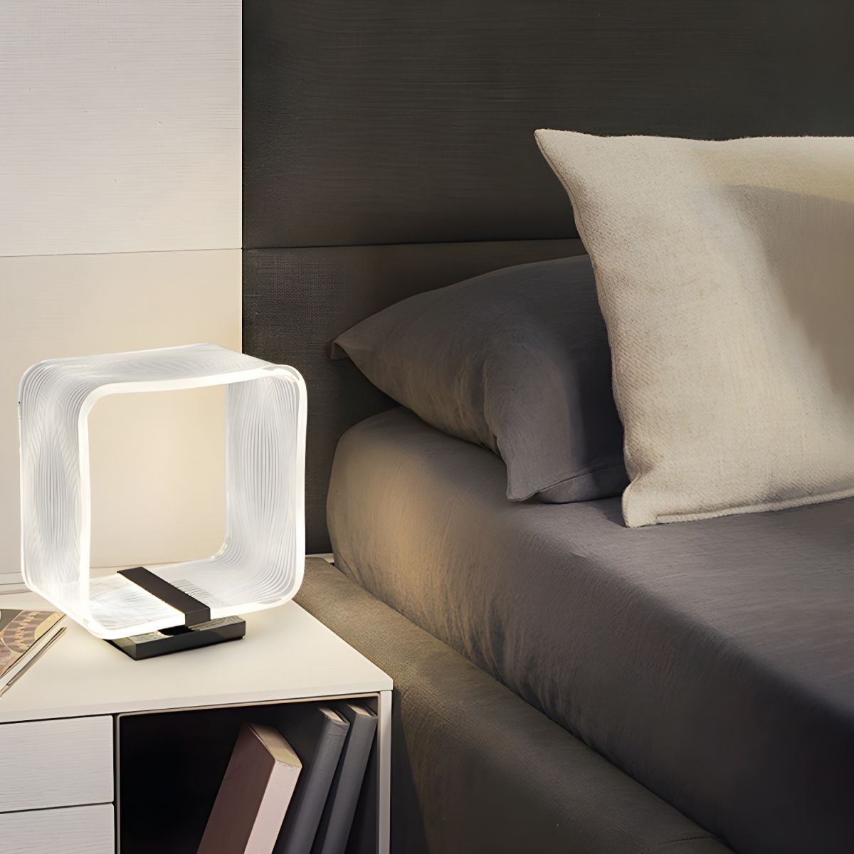 Lampe de chevet Design en Acrylique Carrée - Opale