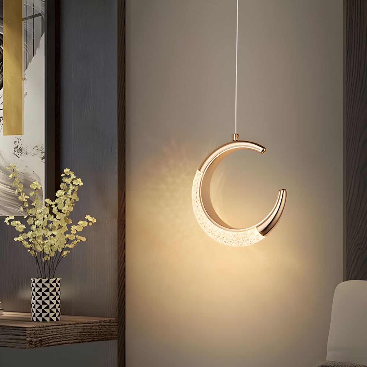 Lampe de chevet Lune Suspendue en Cristal - Opale