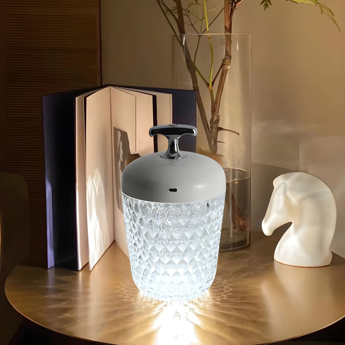 Lampe de chvet Scandinave en Verre Taillé - Opale