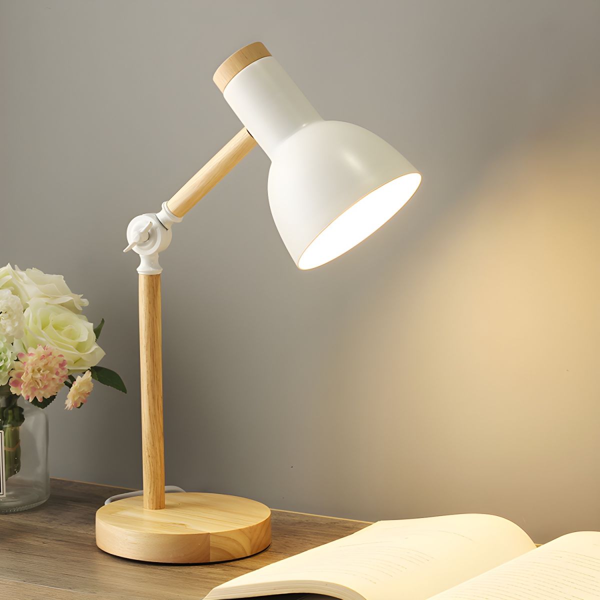 Lampe de Bureau en Bois articulié Design Scandinave - Opale