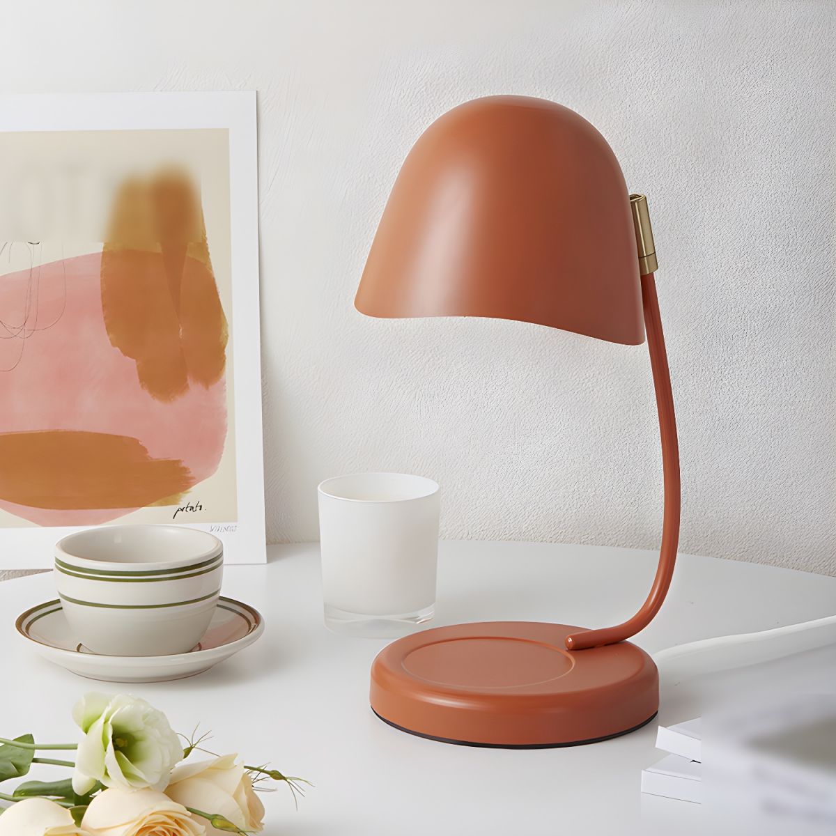 Lampe de chevet Scandinave avec support Bougie - Opale