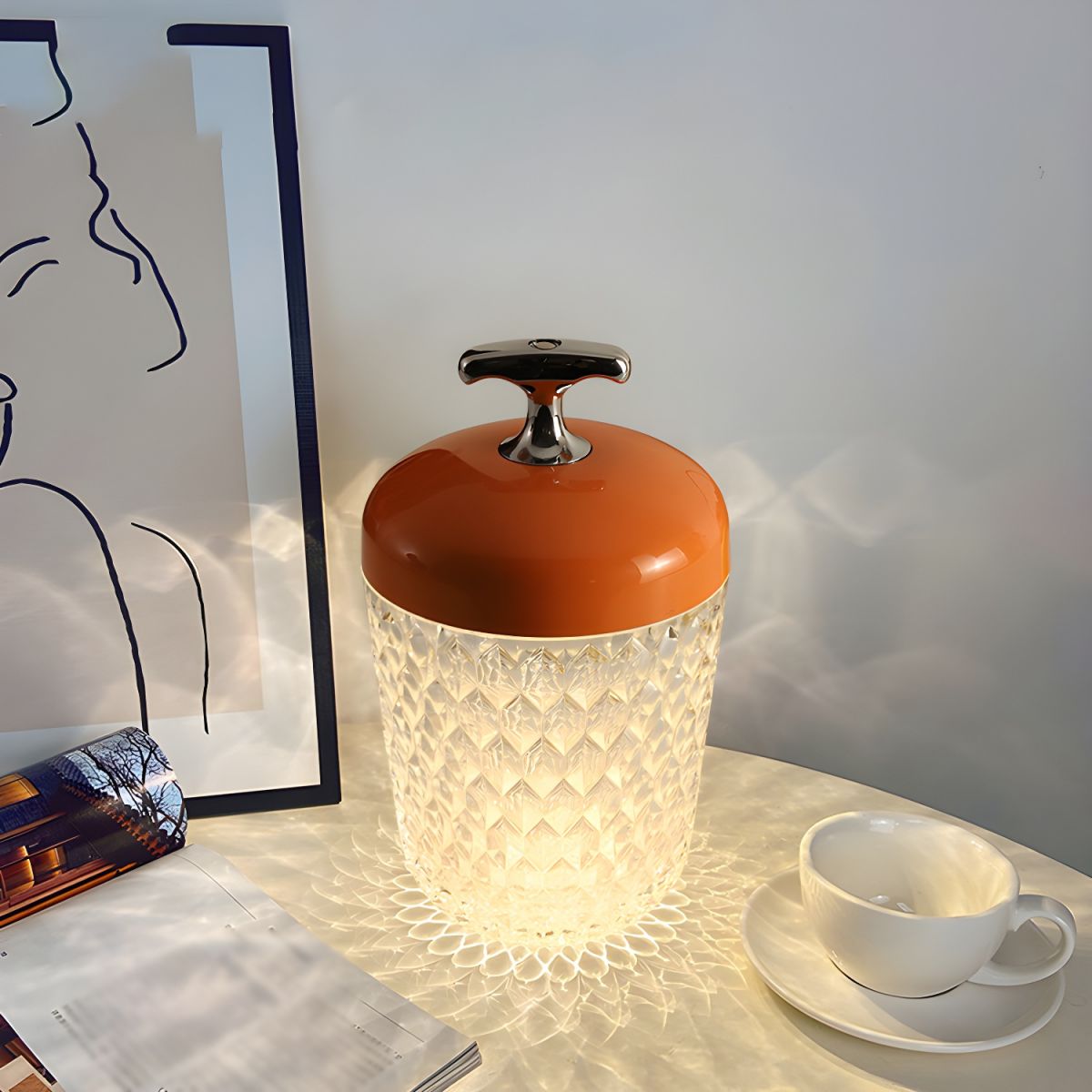 Lampe de chvet Scandinave en Verre Taillé - Opale