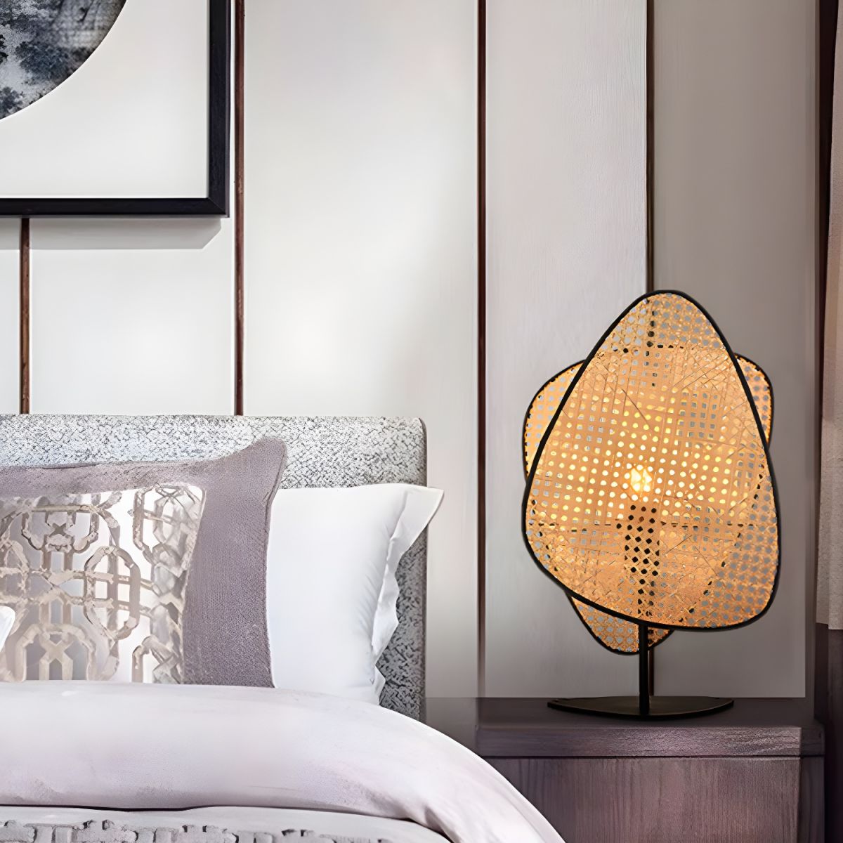 Lampe de chevet Design en Rotin et Métal - Opale