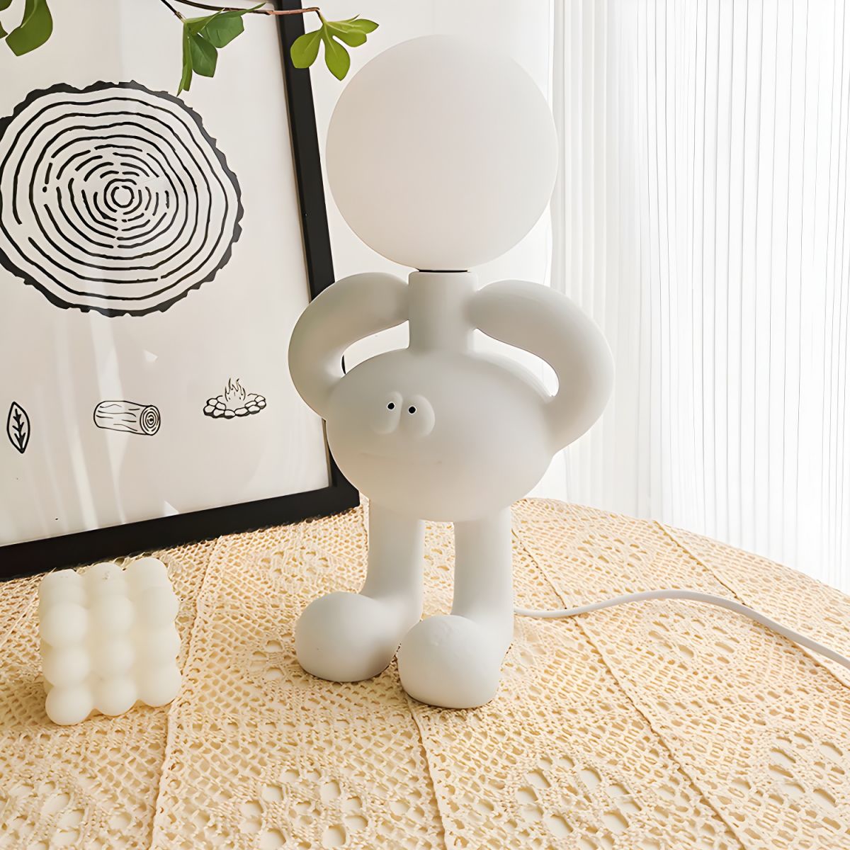 Lampe de chevet Boule en Verre Cartoon - Opale