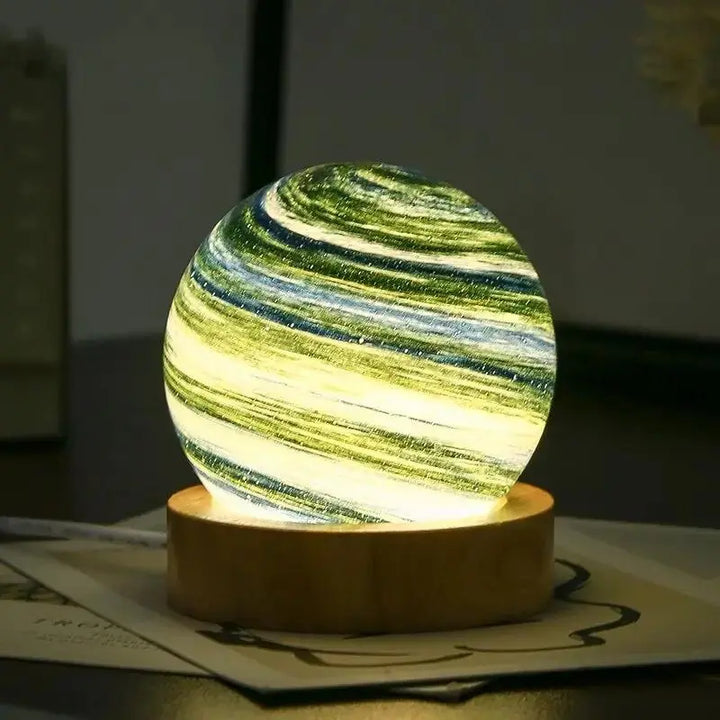 Lampe de chevet Planète 3D en Verre - Opale