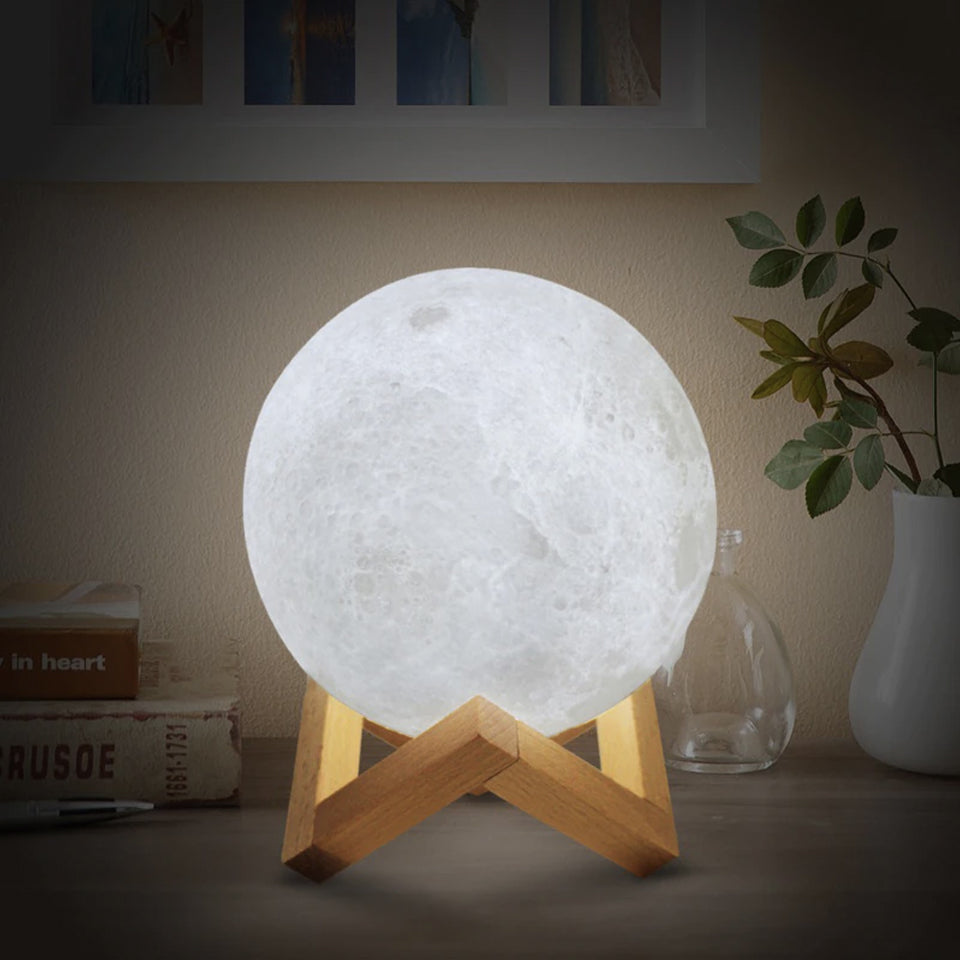 Lampe de chevet Lune 3D - Opale