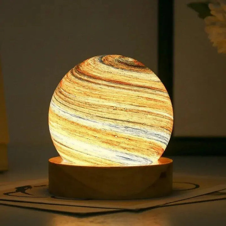 Lampe de chevet Planète 3D en Verre - Opale