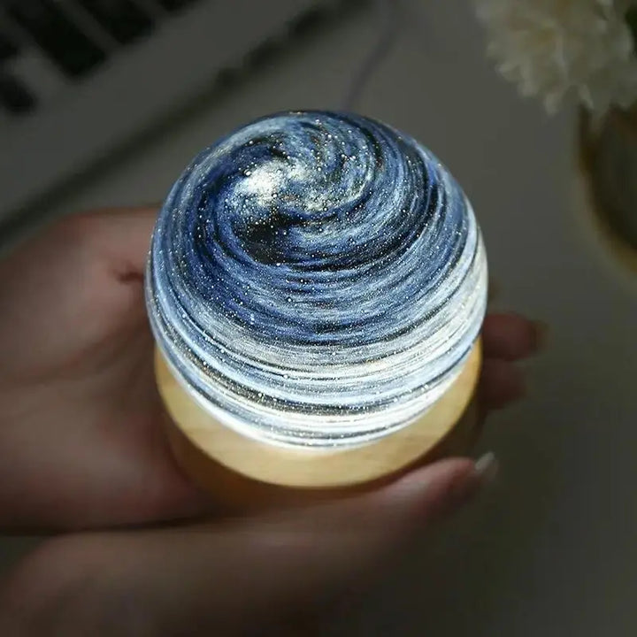 Lampe de chevet Planète 3D en Verre - Opale