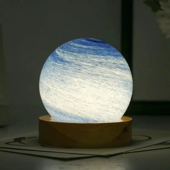Lampe de chevet Planète 3D en Verre - Opale