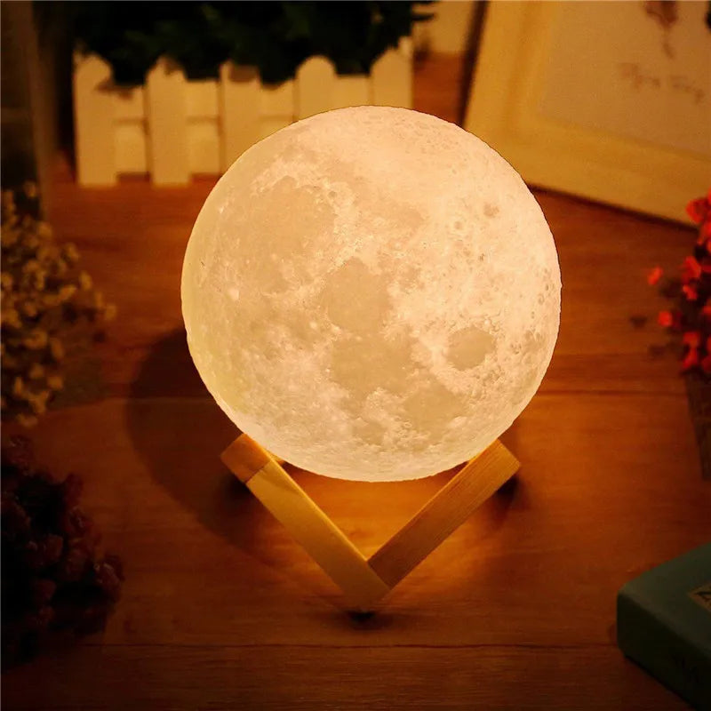 Lampe de chevet Lune 3D - Opale