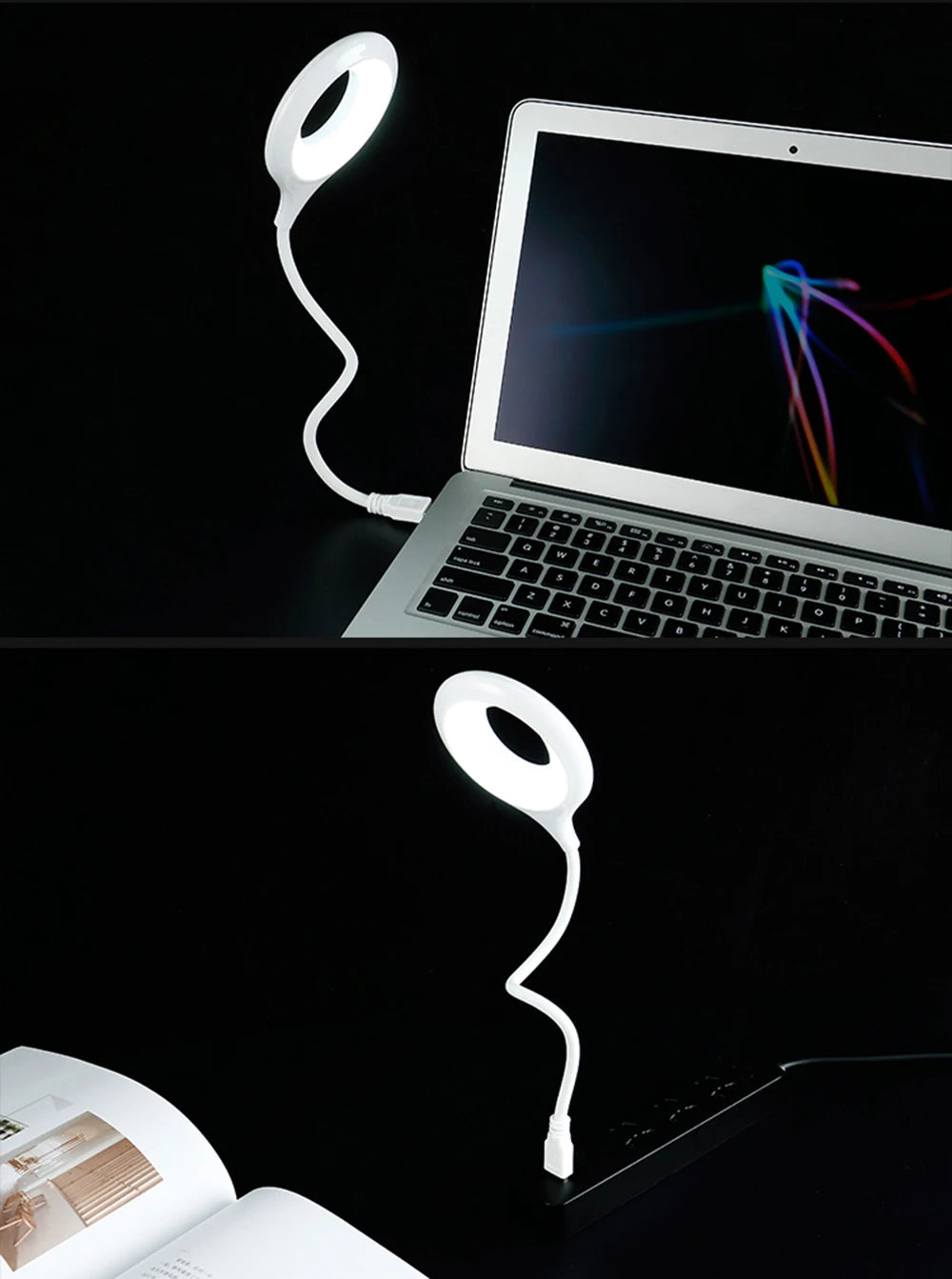 Lampe de Bureau USB Flexible Halo Lumineux - Opale
