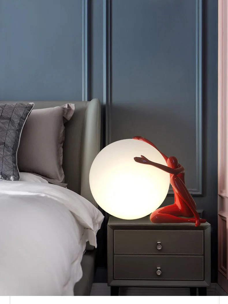 Lampe de chevet Design Boule en Verre Humanoïde - Opale