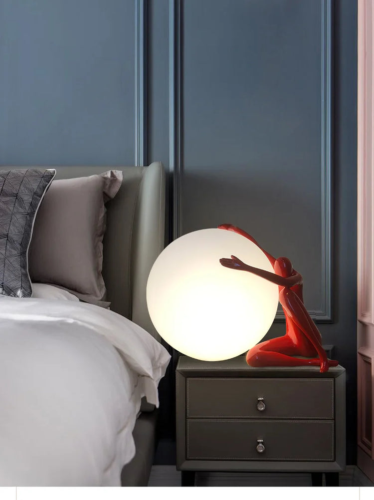 Lampe de chevet Design Boule en Verre Humanoïde - Opale