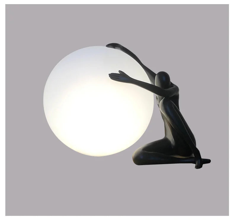 Lampe de chevet Design Boule en Verre Humanoïde - Opale