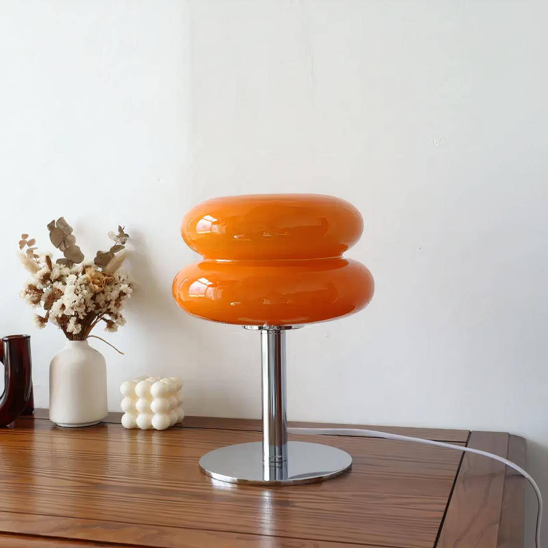 Lampe de Chevet Macaron Vintage en Verre Orange