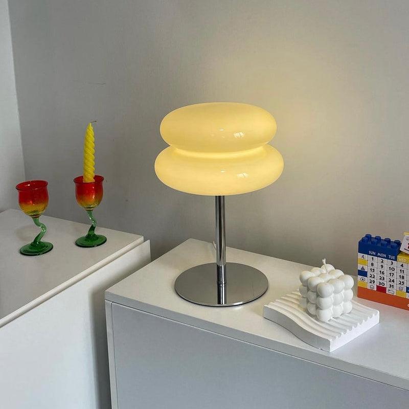 Lampe de chevet Macaron Vintage en Verre - Opale