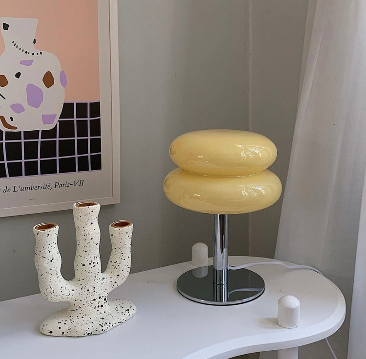 Lampe de chevet macaron verre