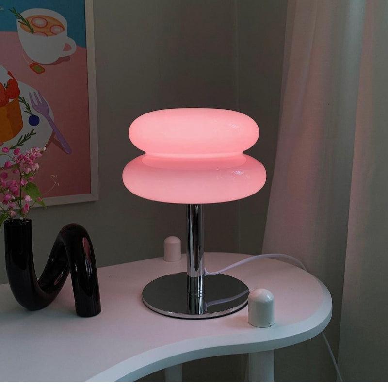 Lampe de chevet Macaron Vintage en Verre - Opale