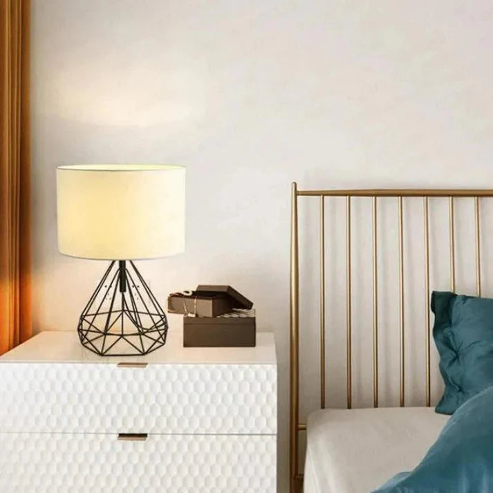 Lampe de Chevet Géométrique et Abat-Jour en Lin