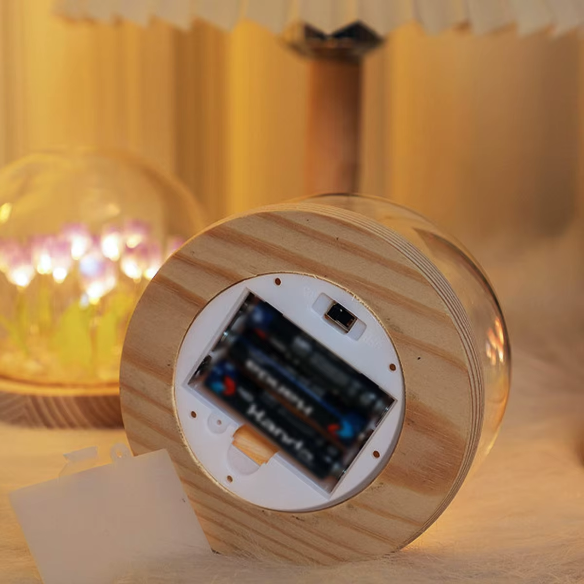 Mini Lampe de Bureau Boule en Verre avec des Tulipes
