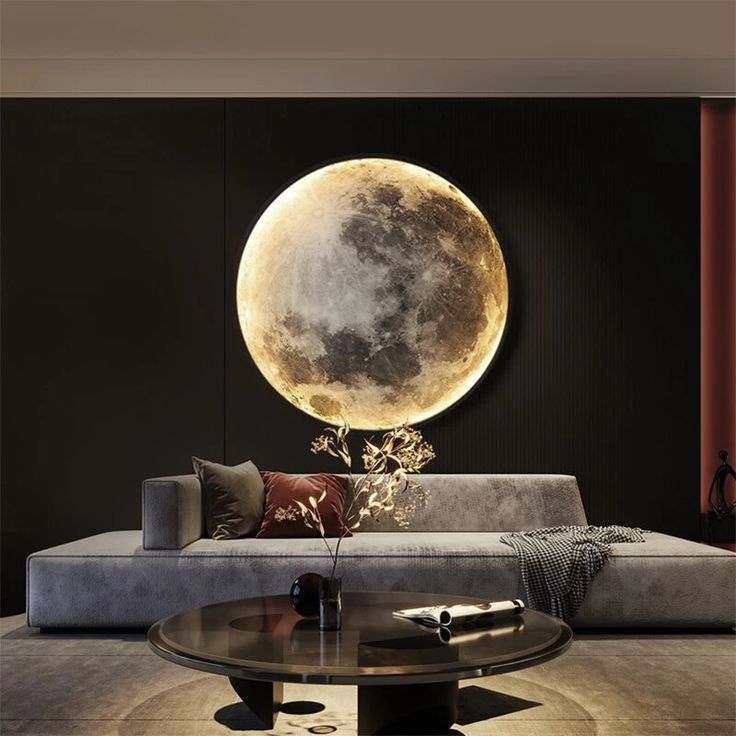 Lampe de Chevet Murale Pleine Lune et Terre 3D LED