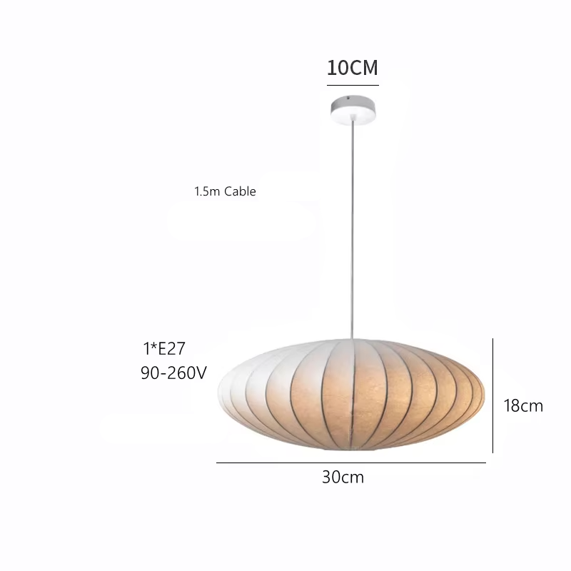 Lampe de Chevet Suspendue en Soie Plissée Asiatique