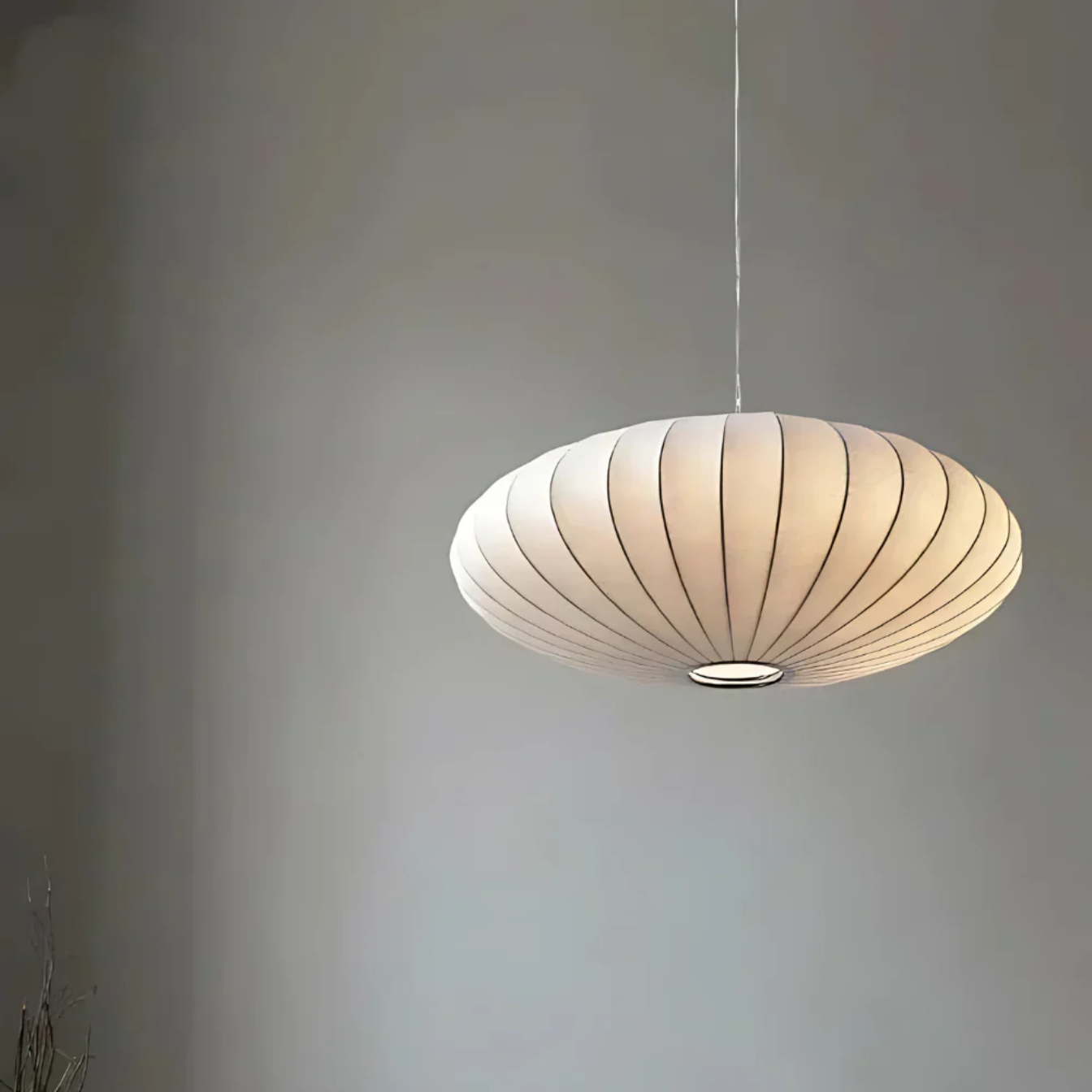 Lampe de Chevet Suspendue en Soie Plissée Asiatique