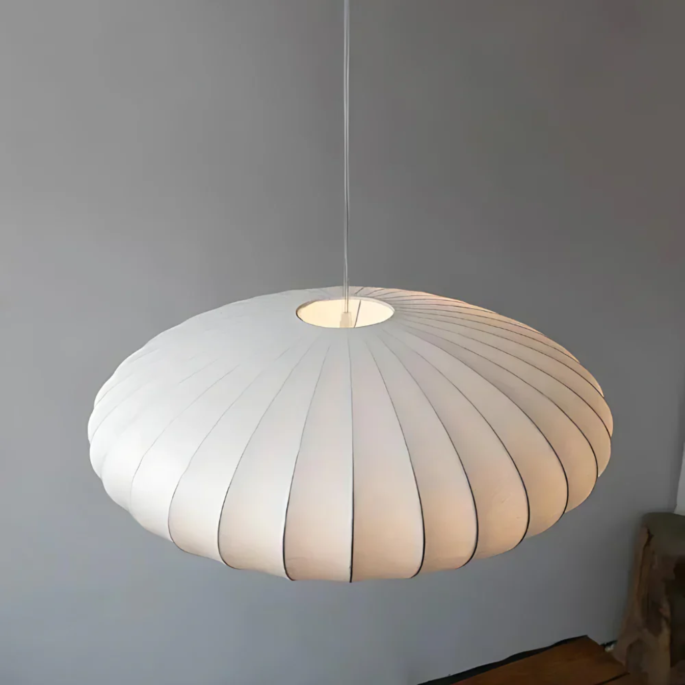 Lampe de Chevet Suspendue en Soie Plissée Asiatique