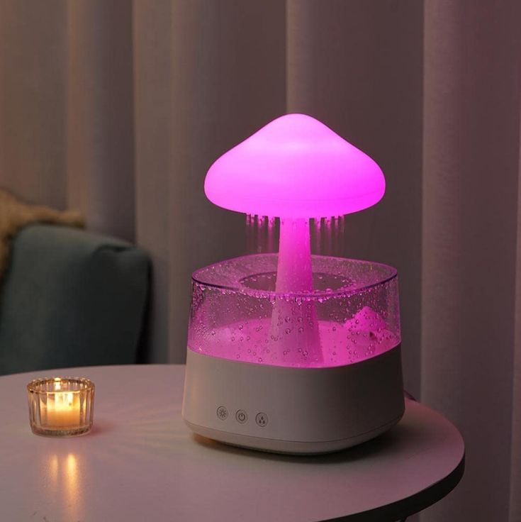 Lampe petit Champignon humidificateur d’air avec pluie apaisante
