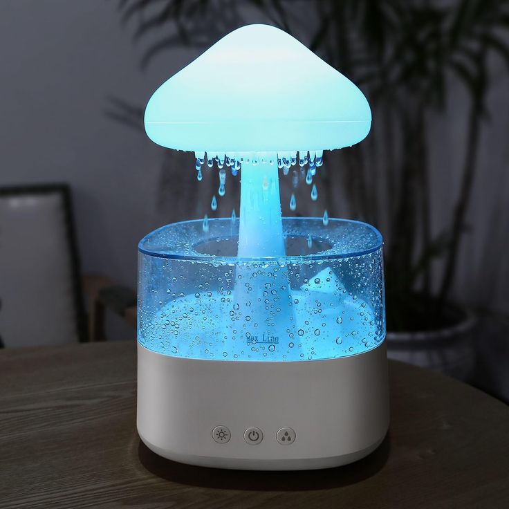 Lampe petit Champignon humidificateur d’air avec pluie apaisante