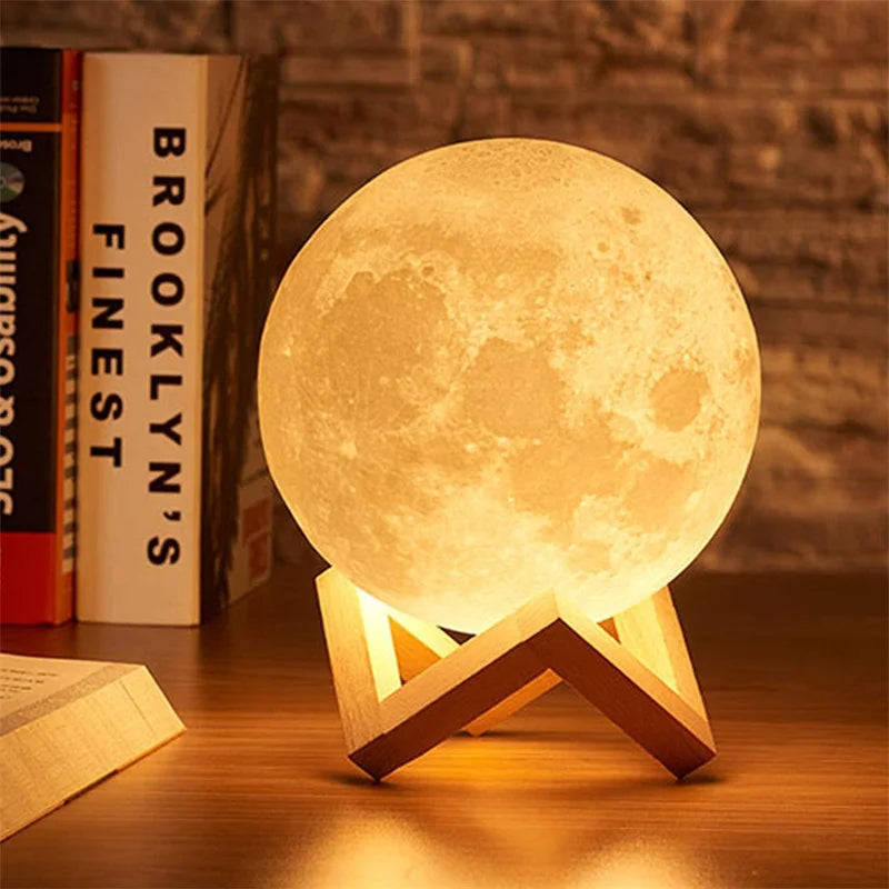 Lampe de chevet Lune 3D - Opale