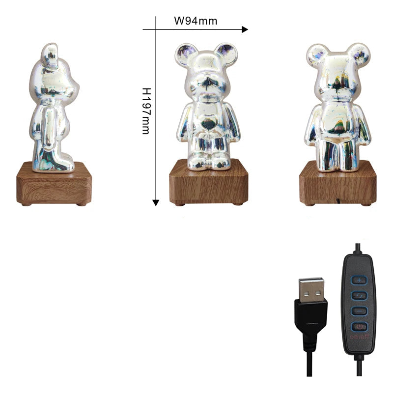 Lampe 3D Ourson Feu D'artifice Magique