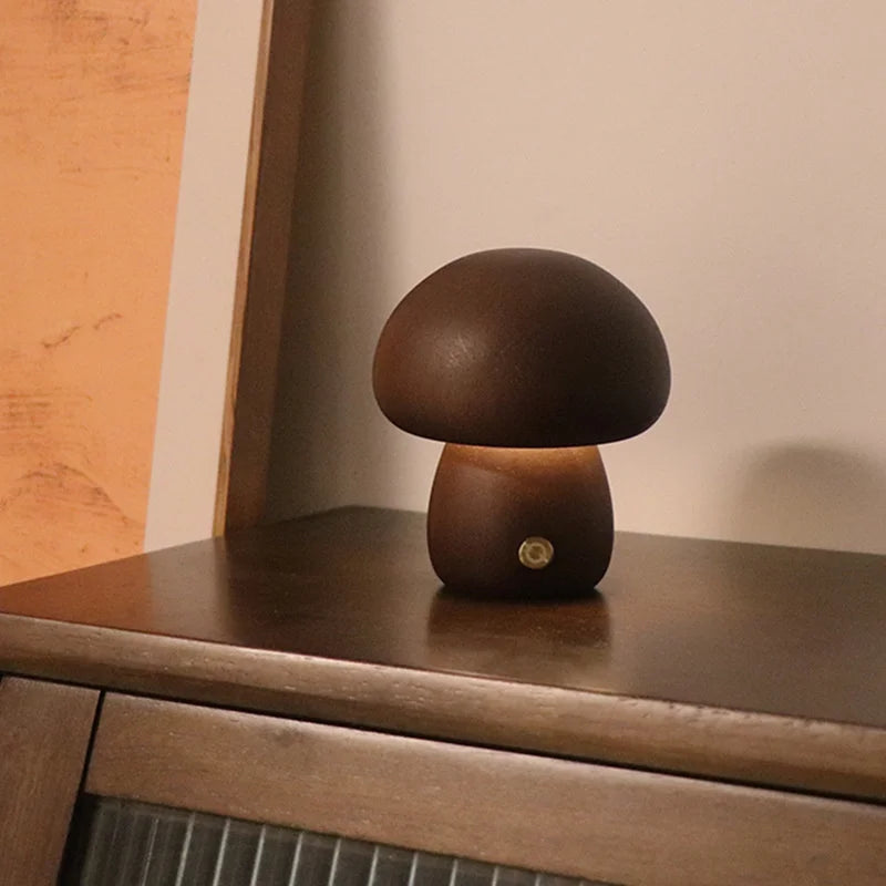 Lampe de chevet Champignon en Bois Sans fil - Opale