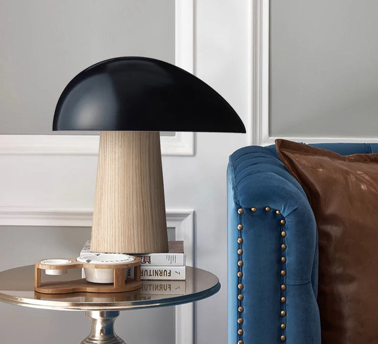 Lampe de chevet à LED Champignon en Bois - Opale