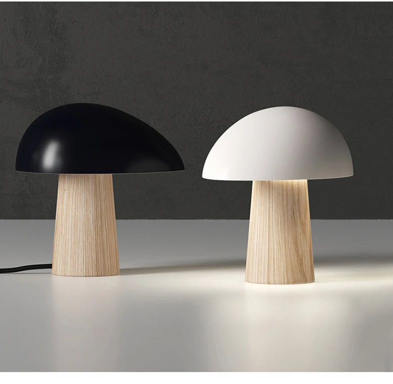 Lampe de chevet à LED Champignon en Bois - Opale