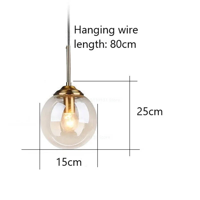 Lampe de chevet Suspendue Boule en Verre Nordique - Opale
