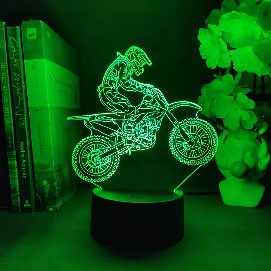 Lampe de chevet LED 3D Moto Cross - Opale