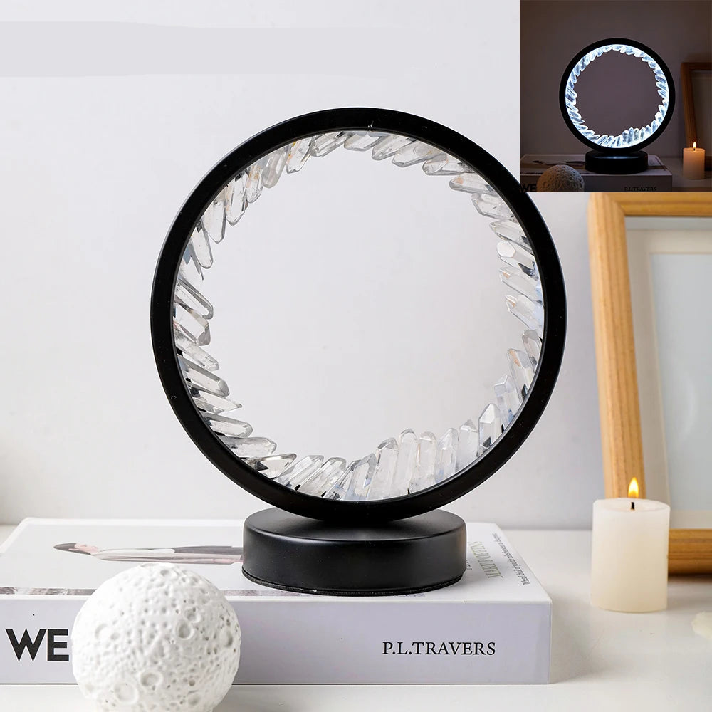 Lampe de chevet LED Ronde en Pierre Précieuse Naturelle - Opale